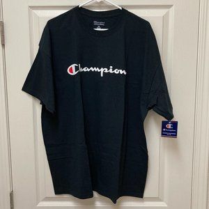 Champion Classic T-Shirt Mens 2XL Script Graphic Black New With Tag